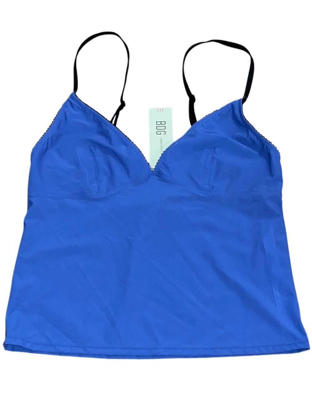 BDG Blue Tank Top Adjustable Black Straps Lace Large Cami NWT Urban Outfitters